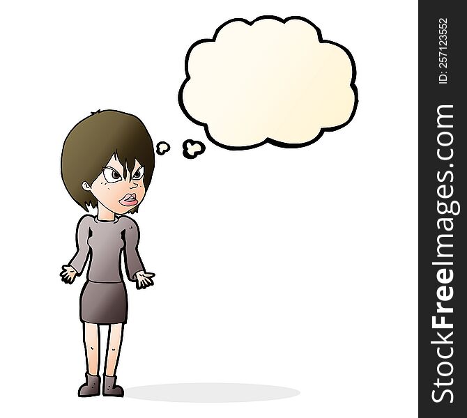 Cartoon Annoyed Woman With Thought Bubble