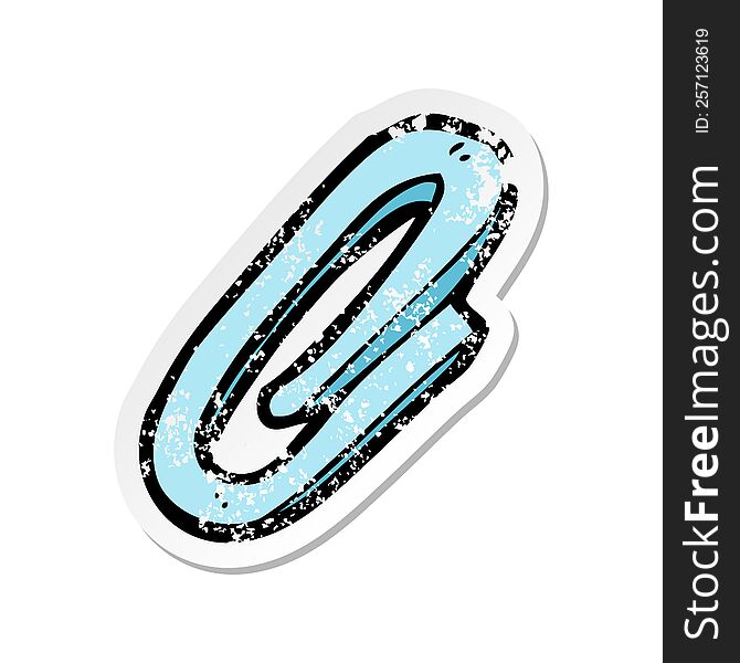 Retro Distressed Sticker Of A Cartoon Paperclip