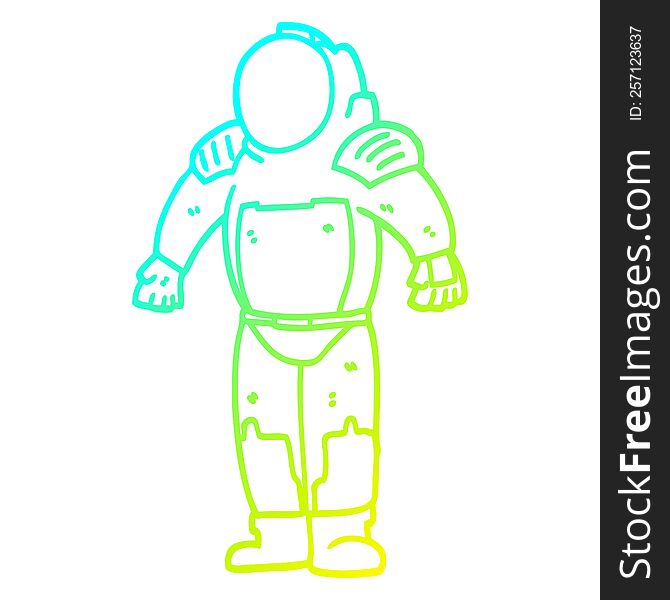 cold gradient line drawing of a cartoon space man