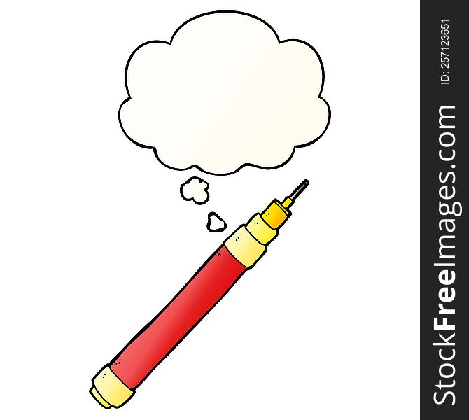Cartoon Pen And Thought Bubble In Smooth Gradient Style