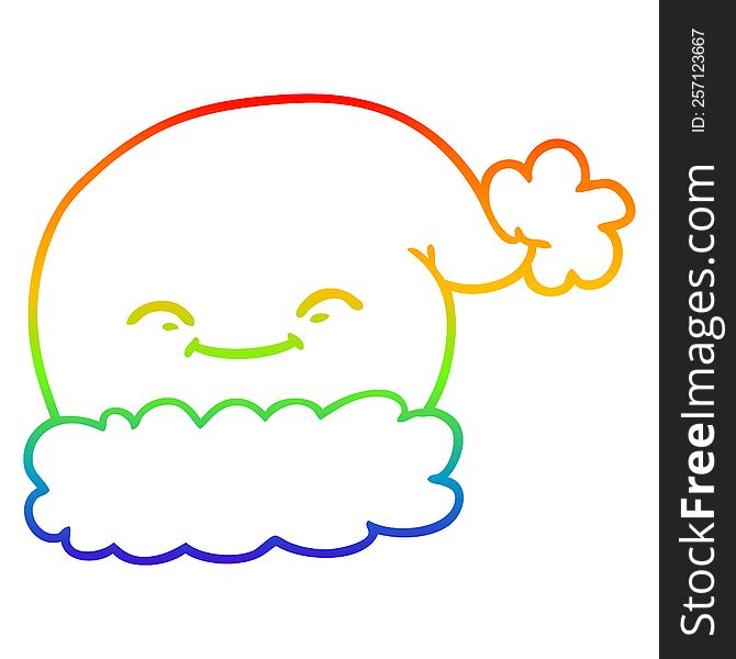 Rainbow Gradient Line Drawing Cartoon Christmas Santa Hat