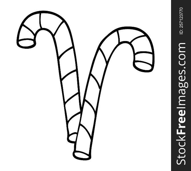 line drawing cartoon pink candy cane