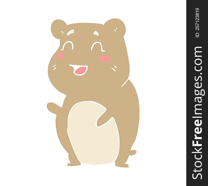 Flat Color Illustration Of A Cartoon Cute Hamster