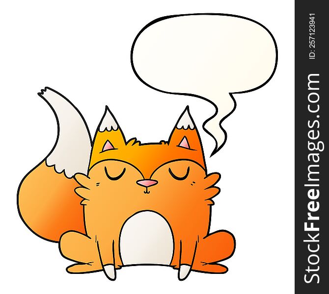 Cartoon Fox And Speech Bubble In Smooth Gradient Style