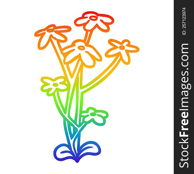 Rainbow Gradient Line Drawing Flower