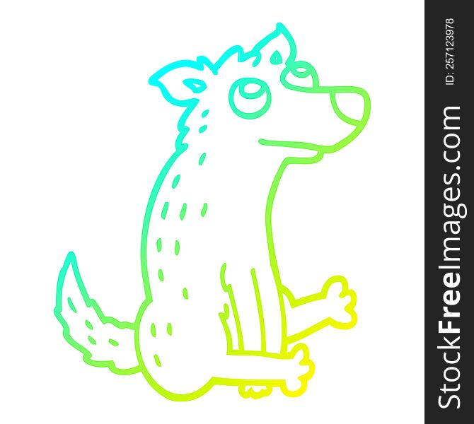 Cold Gradient Line Drawing Cartoon Dog Sitting