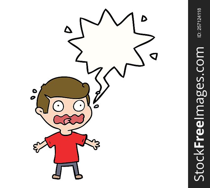 cartoon man totally stressed out and speech bubble