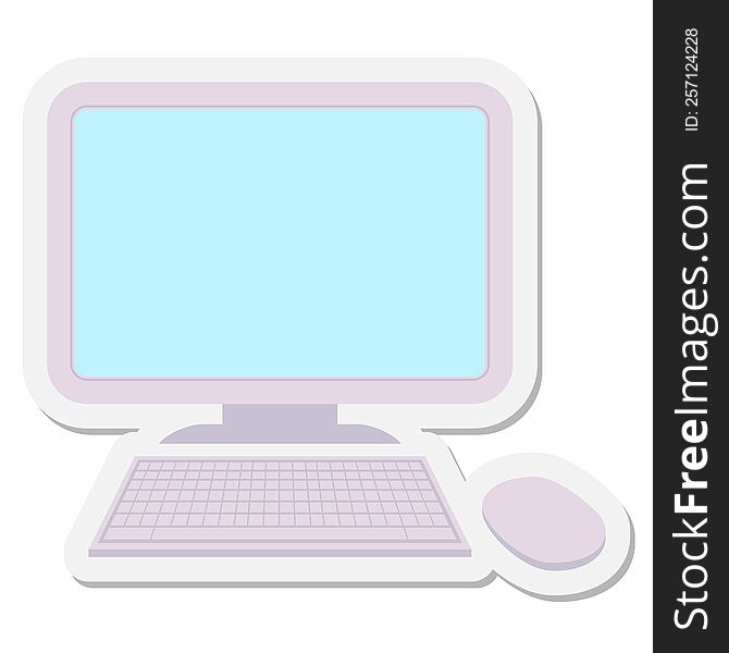 computer with wireless mouse and keyboard sticker