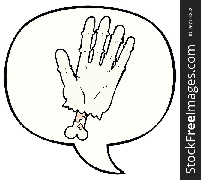 Cartoon Zombie Hand And Speech Bubble