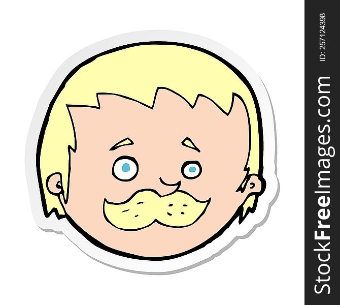 Sticker Of A Cartoon Man With Mustache
