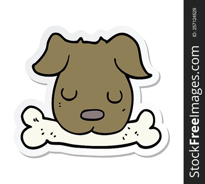 sticker of a cartoon dog with bone