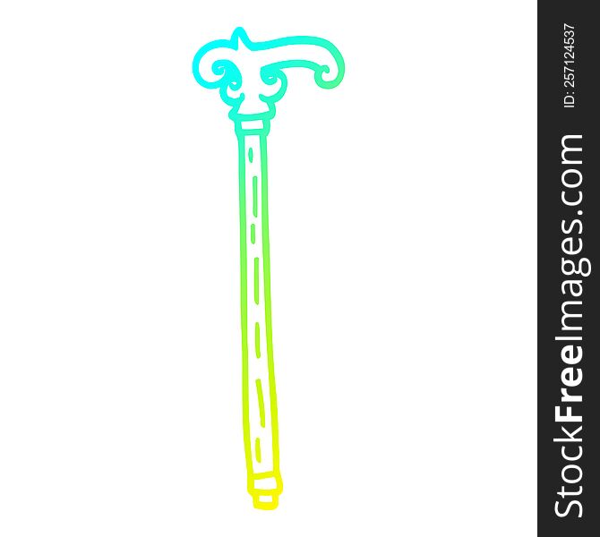 cold gradient line drawing of a cartoon fancy walking stick