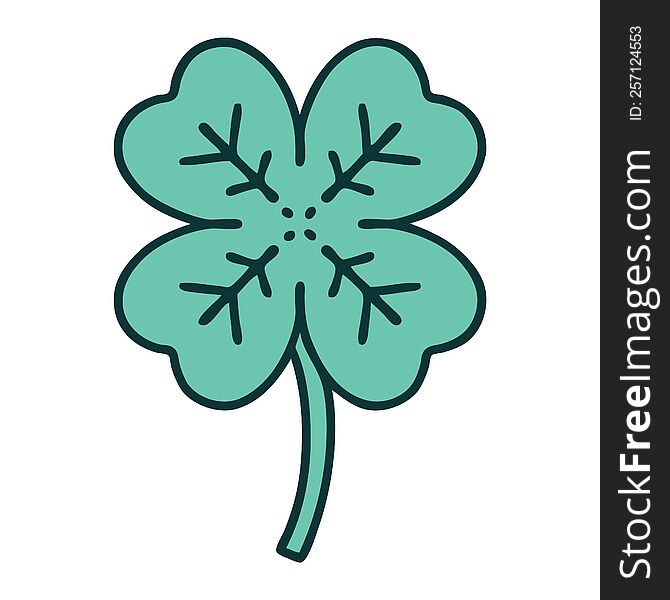 tattoo style icon of a 4 leaf clover