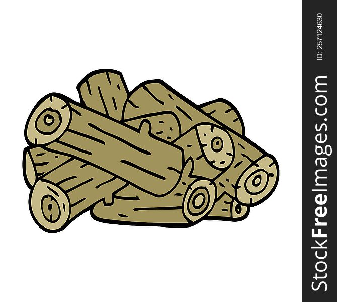 cartoon doodle pile of logs