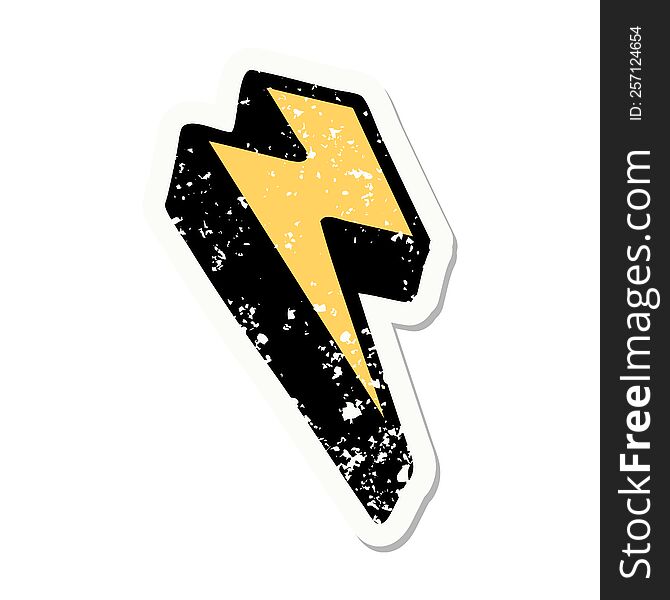 Traditional Distressed Sticker Tattoo Of Lightning  Bolt