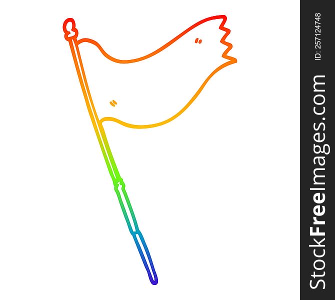 Rainbow Gradient Line Drawing Cartoon Waving Flag