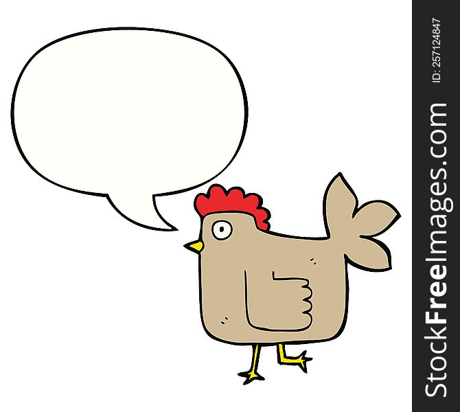 Cartoon Chicken And Speech Bubble