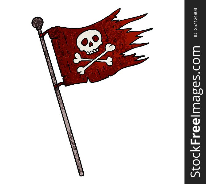 hand drawn textured cartoon doodle of a pirates flag