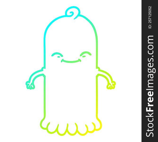 Cold Gradient Line Drawing Cartoon Ghost