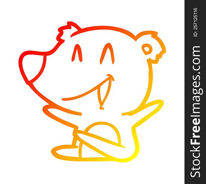 Warm Gradient Line Drawing Laughing Bear Cartoon