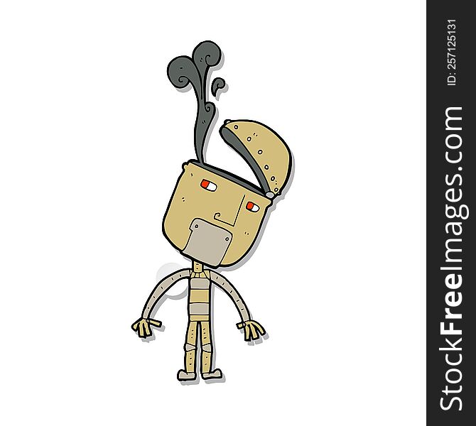 Sticker Of A Cartoon Robot With Open Head