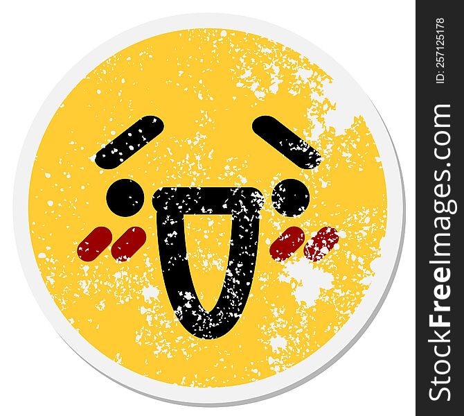 laughing embarrassed face circular sticker