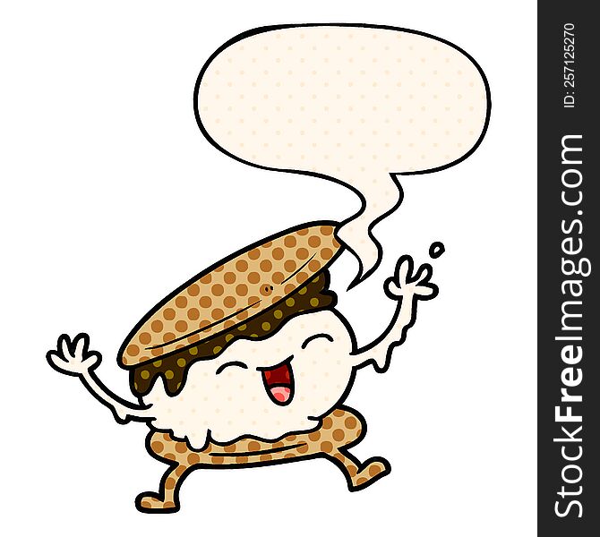 smore cartoon with speech bubble in comic book style