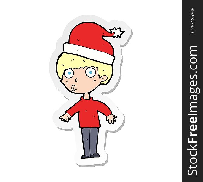 sticker of a cartoon man ready for christmas