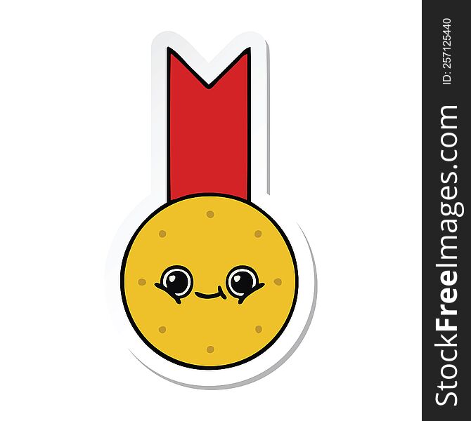 Sticker Of A Cute Cartoon Gold Medal