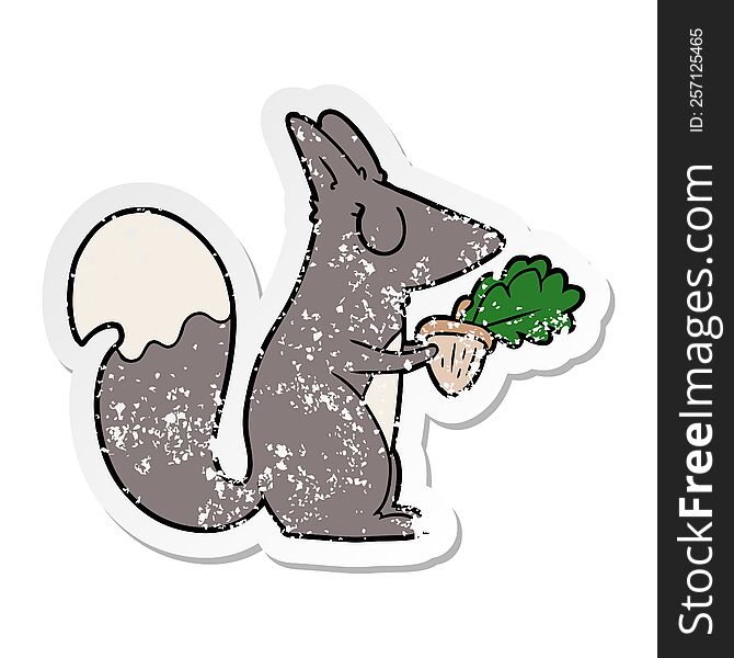 distressed sticker of a cartoon squirrel