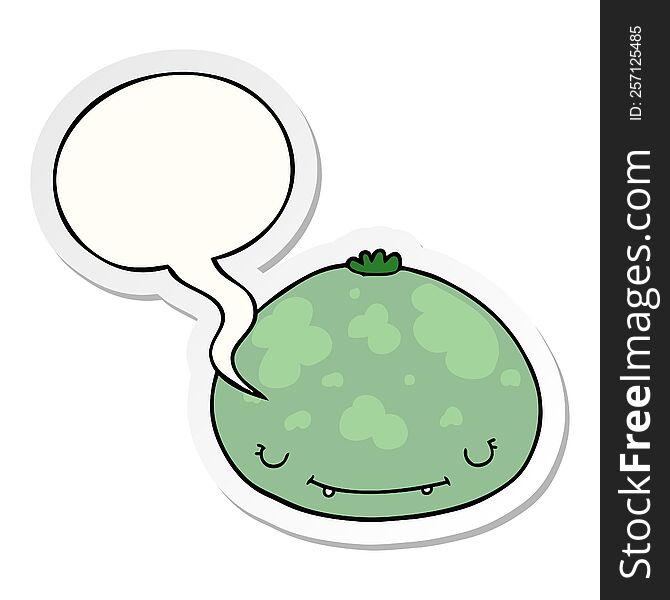 cartoon squash with speech bubble sticker. cartoon squash with speech bubble sticker