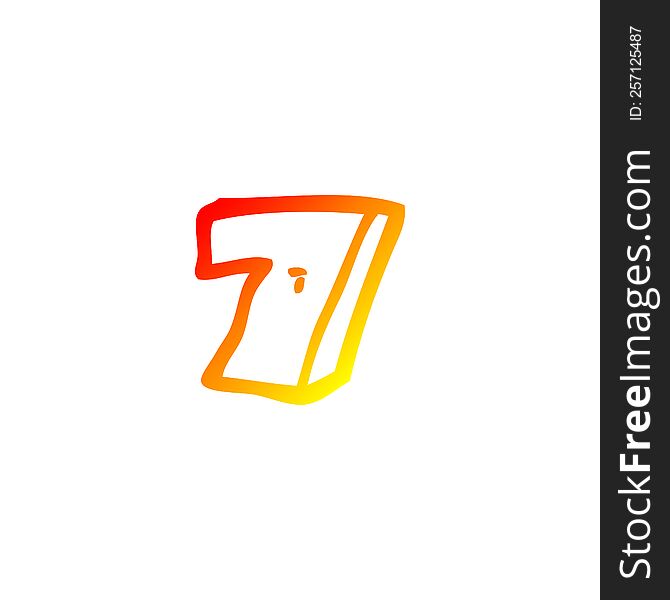 warm gradient line drawing of a cartoon number seven