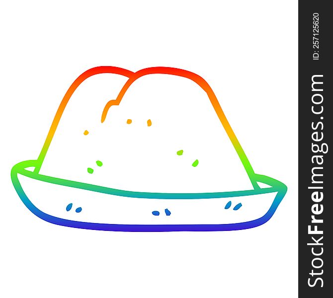 Rainbow Gradient Line Drawing Cartoon Hat