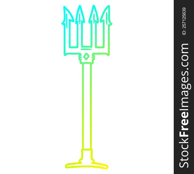 Cold Gradient Line Drawing Cartoon Trident