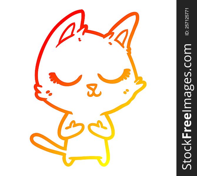 Warm Gradient Line Drawing Calm Cartoon Cat