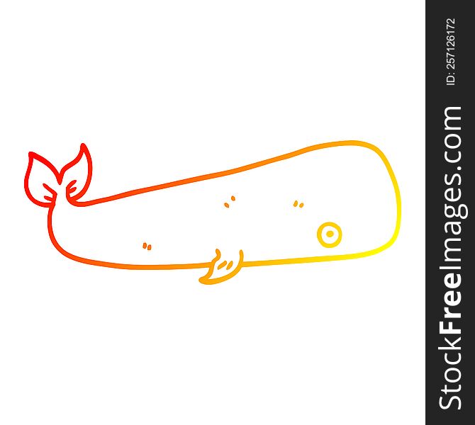 warm gradient line drawing of a cartoon sea whale