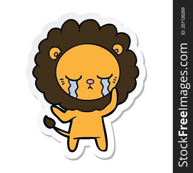 Sticker Of A Crying Cartoon Lion