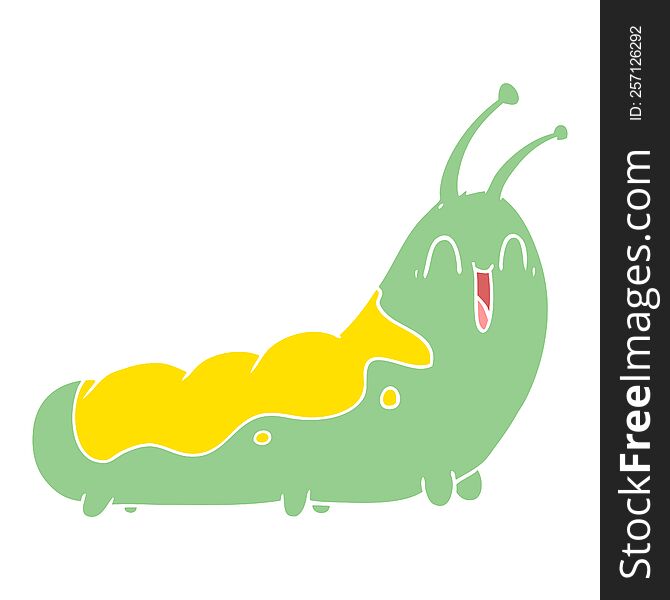 funny flat color style cartoon caterpillar