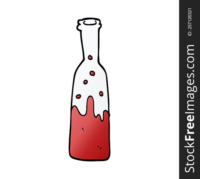 cartoon doodle bottle with sloshing wine
