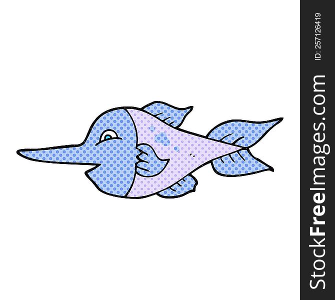 freehand drawn cartoon swordfish