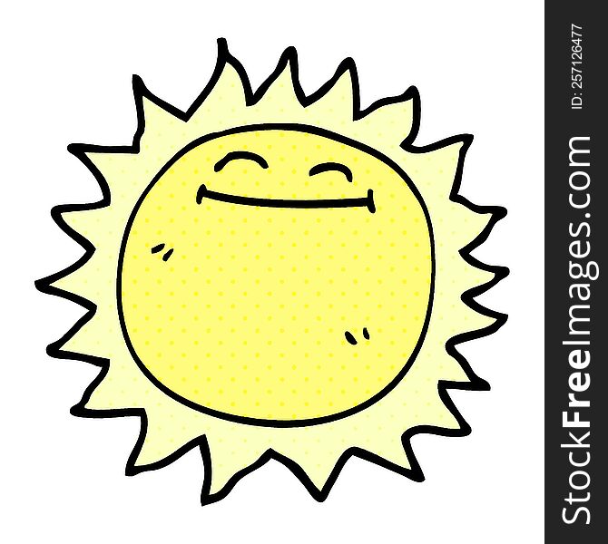 cartoon doodle shining sun