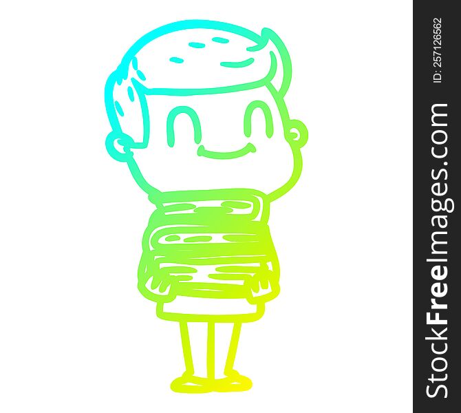 cold gradient line drawing of a cartoon friendly man