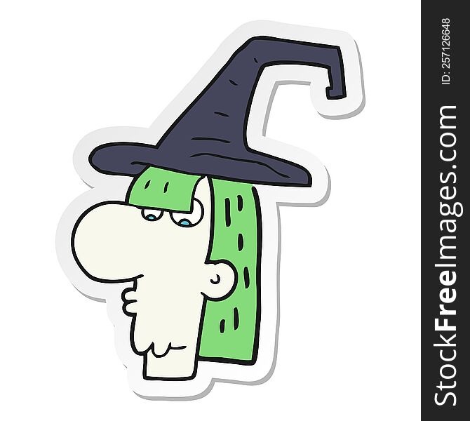 Sticker Of A Cartoon Witch Head