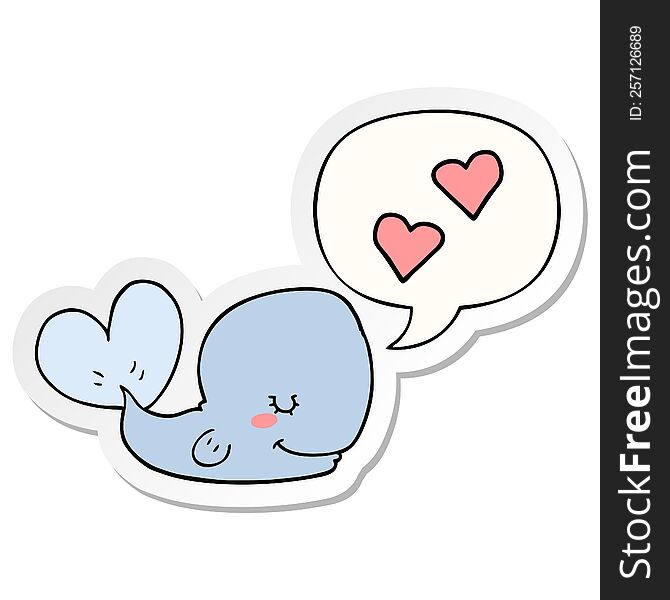 Cartoon Whale In Love And Speech Bubble Sticker