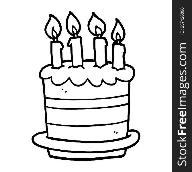 line drawing cartoon birthday cake