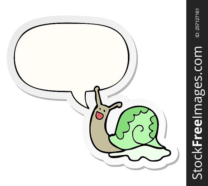 Cute Cartoon Snail And Speech Bubble Sticker