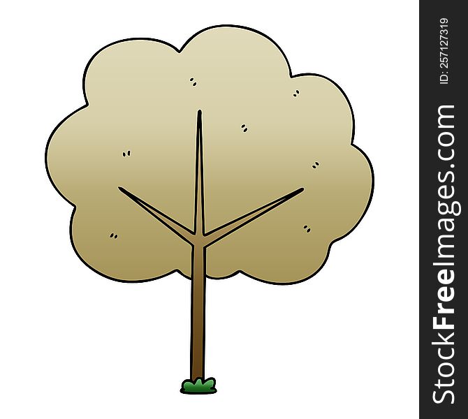 Quirky Gradient Shaded Cartoon Tree