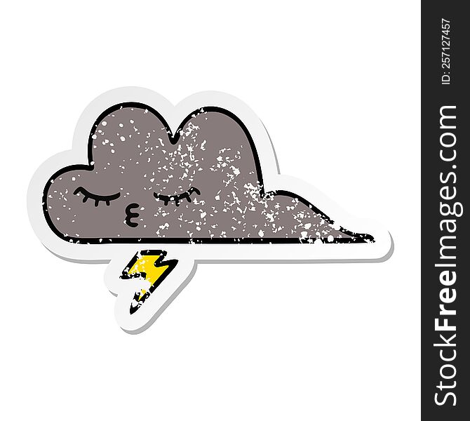 Distressed Sticker Of A Cute Cartoon Storm Cloud