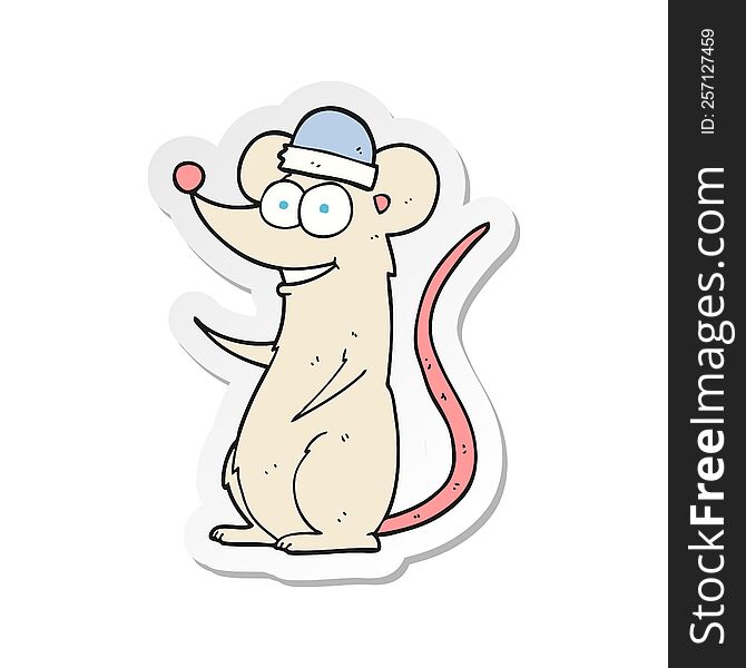 sticker of a cartoon happy mouse