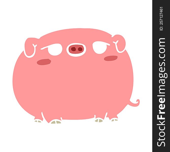 Cute Flat Color Style Cartoon Pig